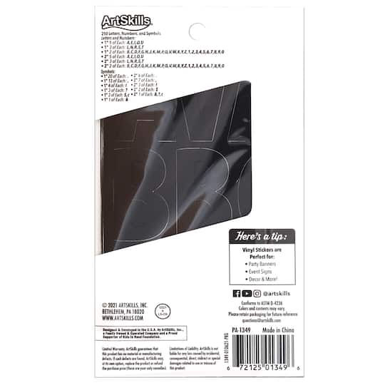ArtSkills® 1" to 2" Black 250 Piece Vinyl Poster Letter Set